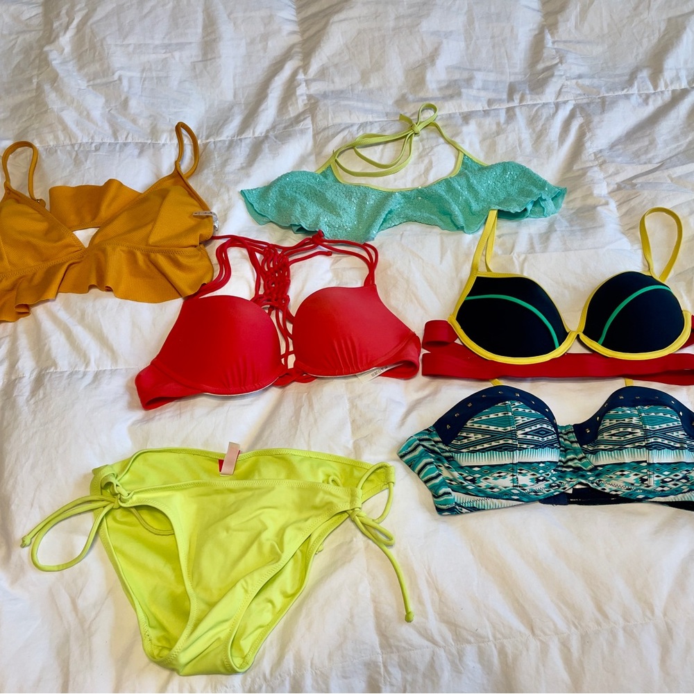 Hollister Victoria Secret Malibu Cupshe Bikini Tops and Bottoms lot, sequins,
